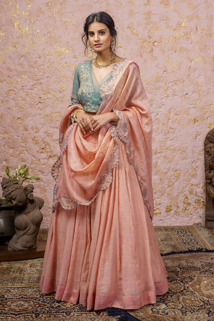Janasya Indian Women's Pink Poly Silk Gold Print Lehenga Choli With Dupatta  : Clothing, Shoes & Jewelry - Amazon.com