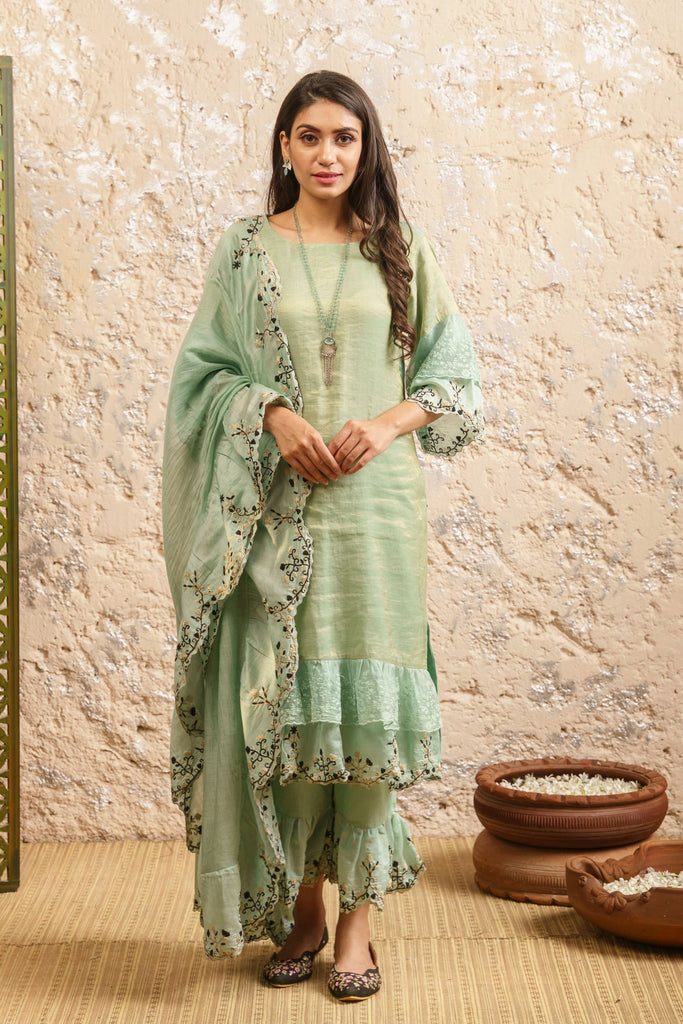 Buy Light Green Khadi Kurti With Cigarette Pant Online - LKV0025 | Andaaz  Fashion