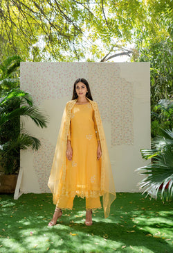 UNDER THE NEEM- pale yellow( set of 3 ) Naaz By Noor 